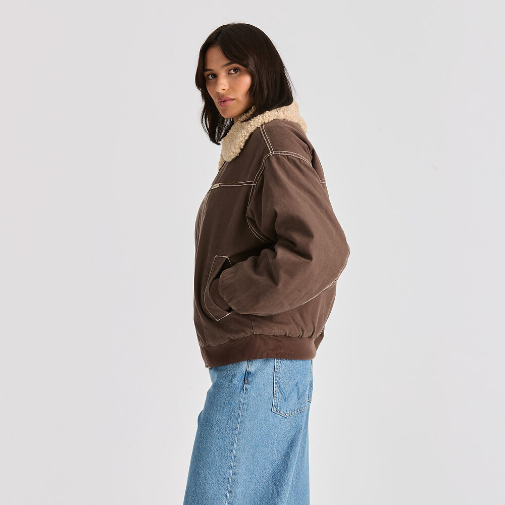 Carrie Bomber Jacket - Washed Brown