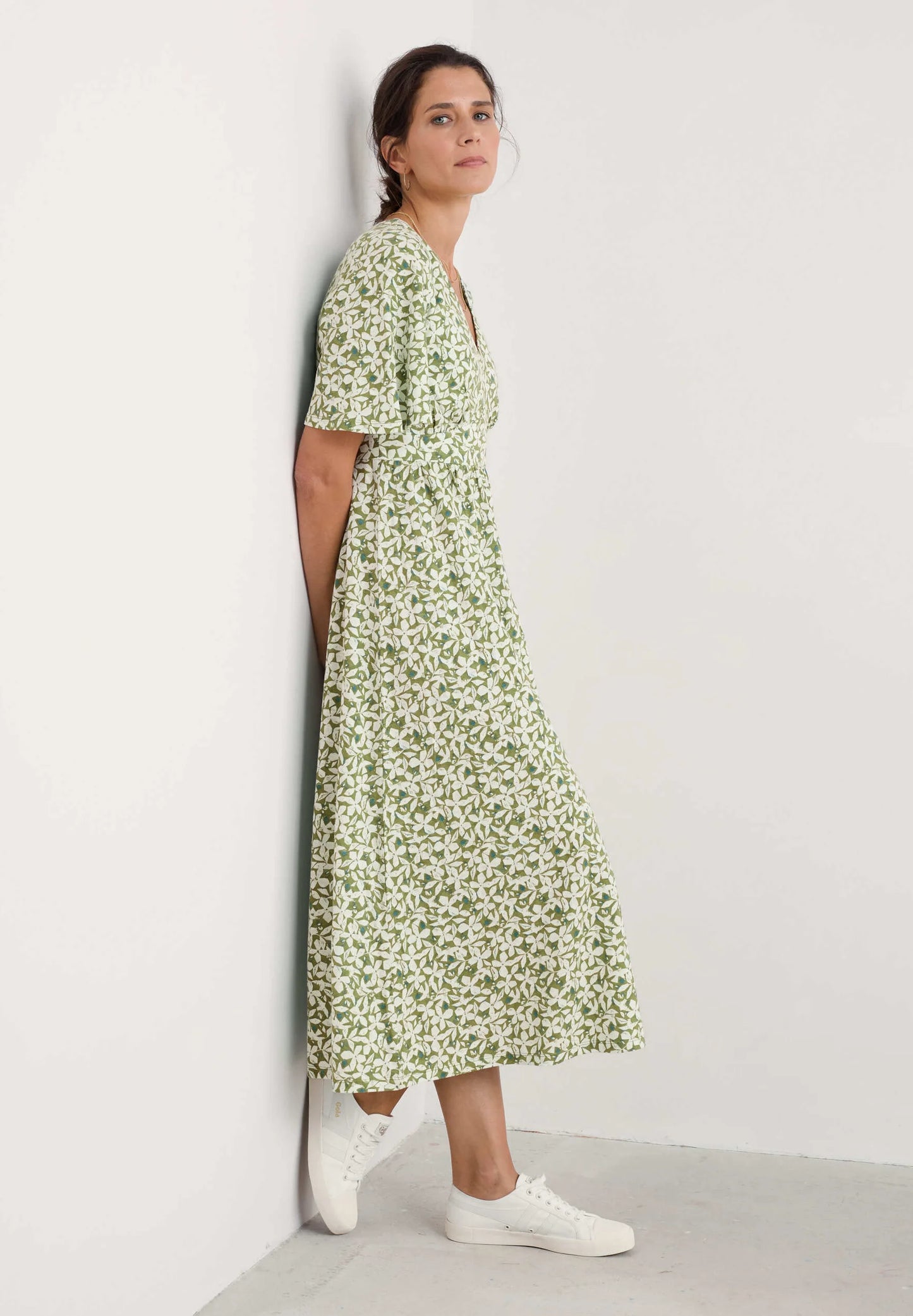 Chateaux Dress (Half Sleeve) - Headland Collage Dark Citron