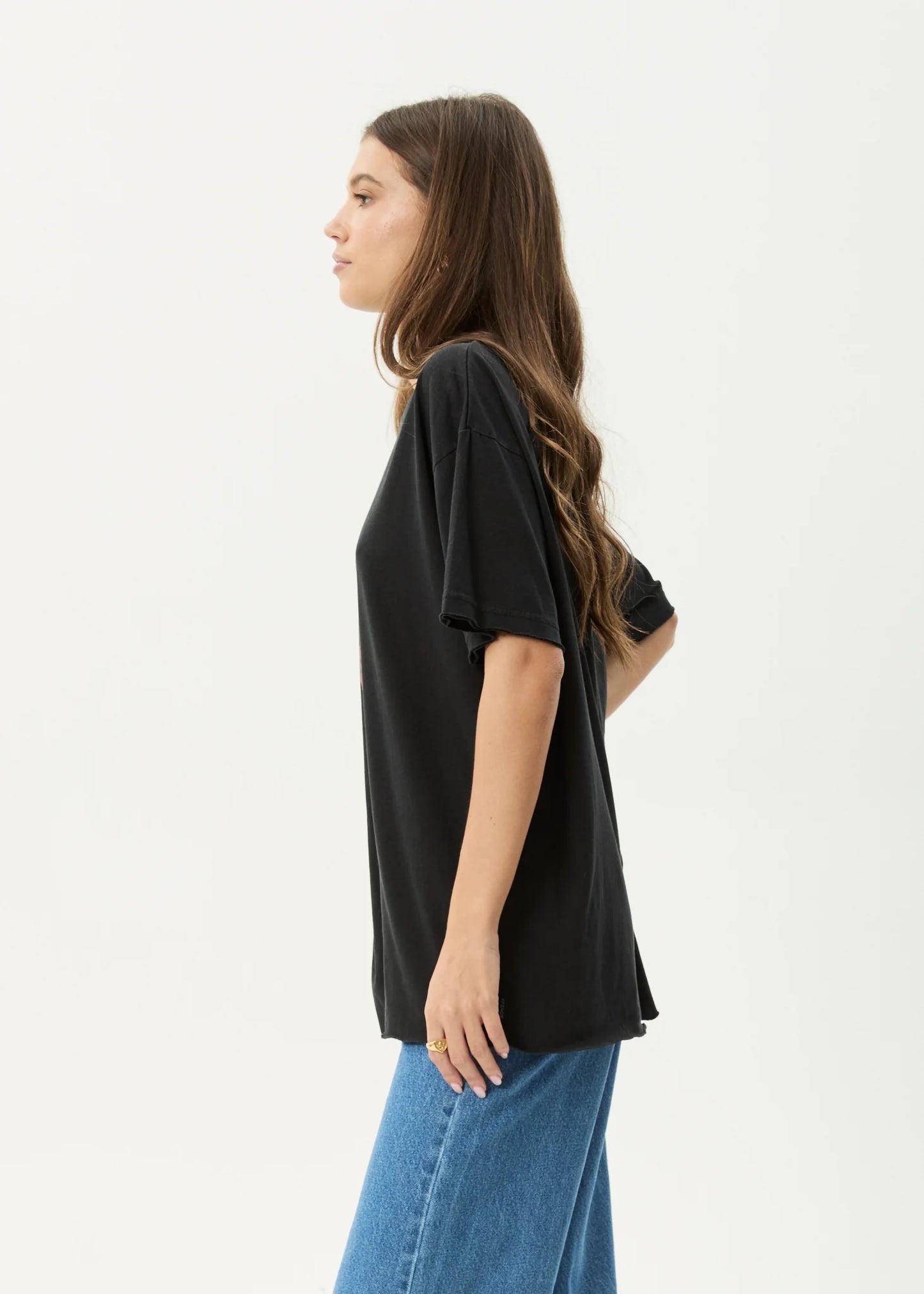 Cosmic Cow Hemp Oversized Tee - Stone Black