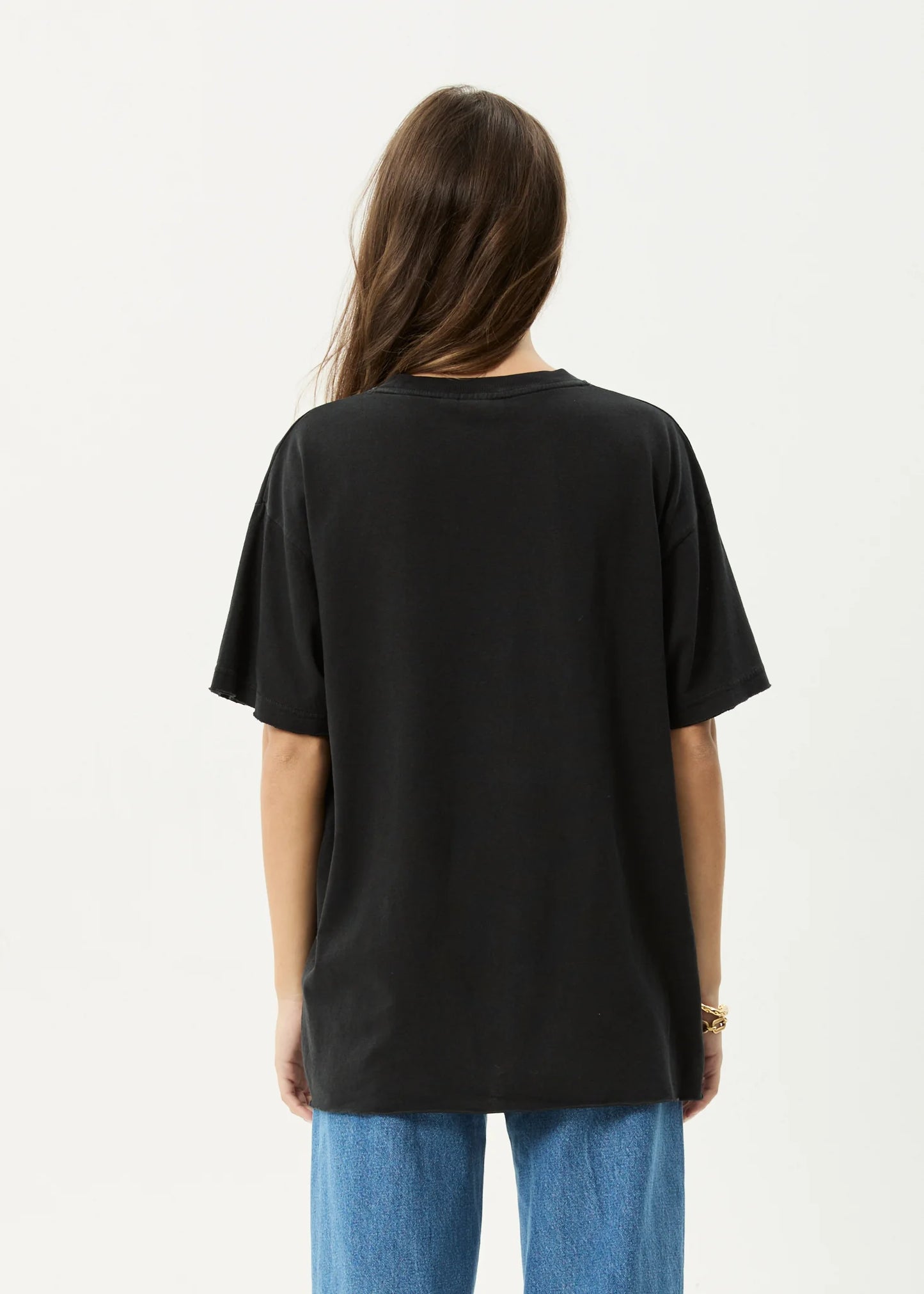 Cosmic Cow Hemp Oversized Tee - Stone Black