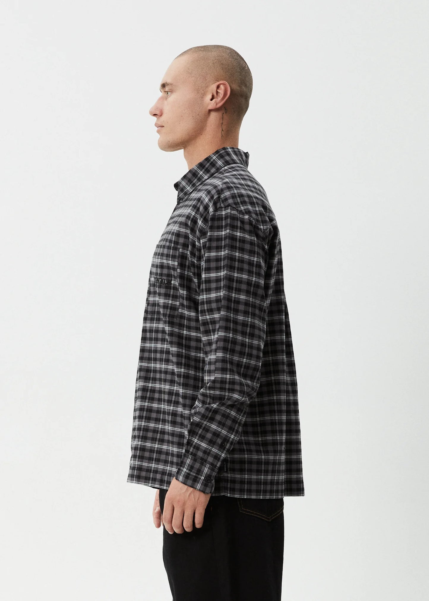 Darkness Recycled Long Sleeve Shirt - Black Check