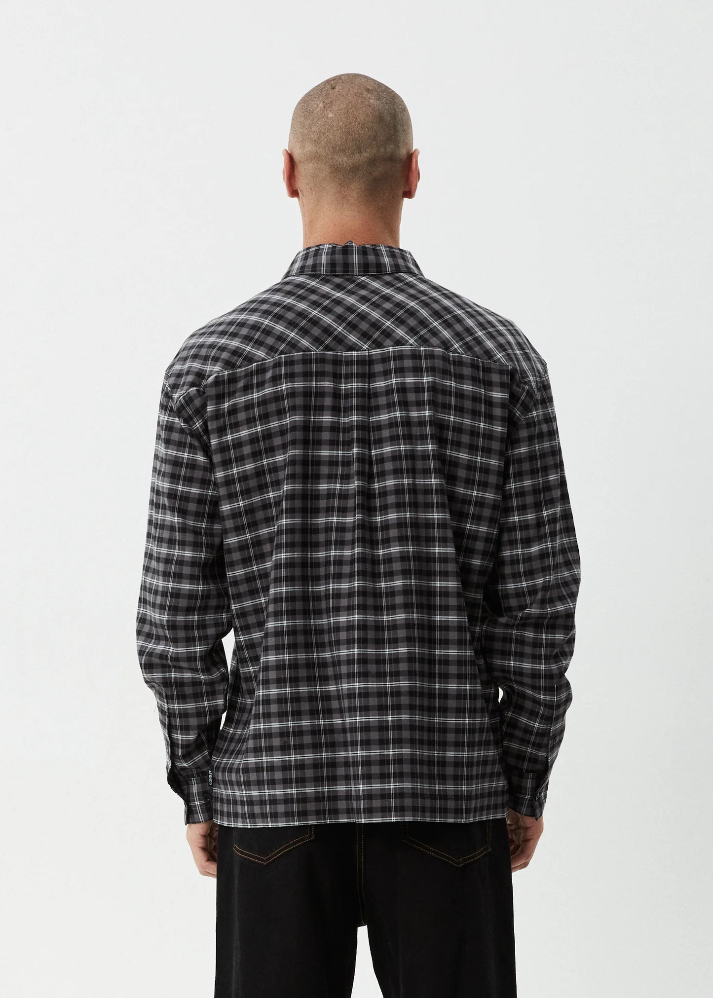 Darkness Recycled Long Sleeve Shirt - Black Check