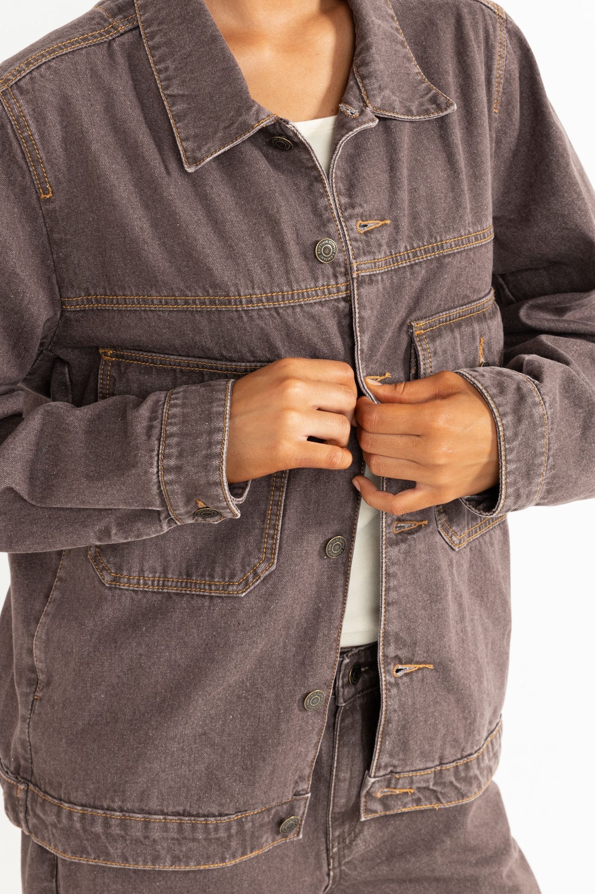 Demi Oversized Denim Jacket - Chocolate