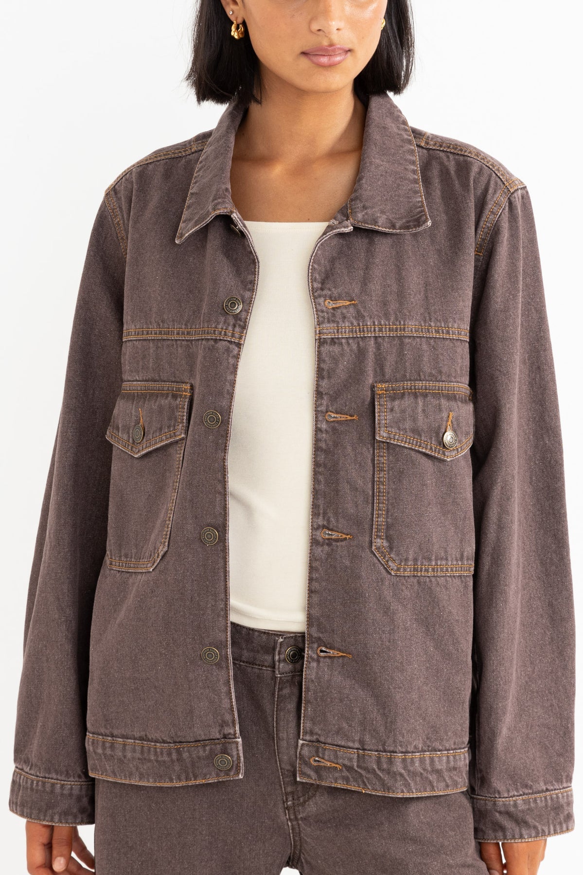 Demi Oversized Denim Jacket - Chocolate