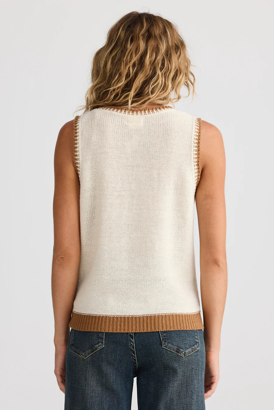 Dream Catcher Knit Tank - Natural W Tan
