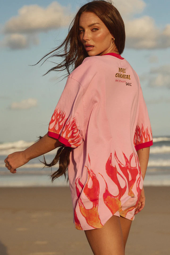 The Flaming Cowboy Tee - Pink