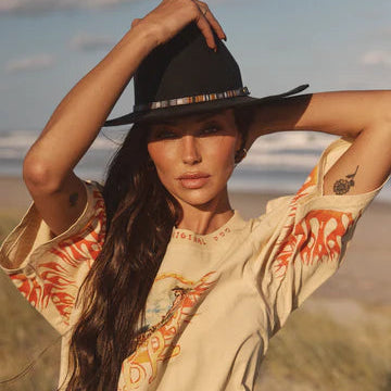The Flaming Cowboy Tee - Sand