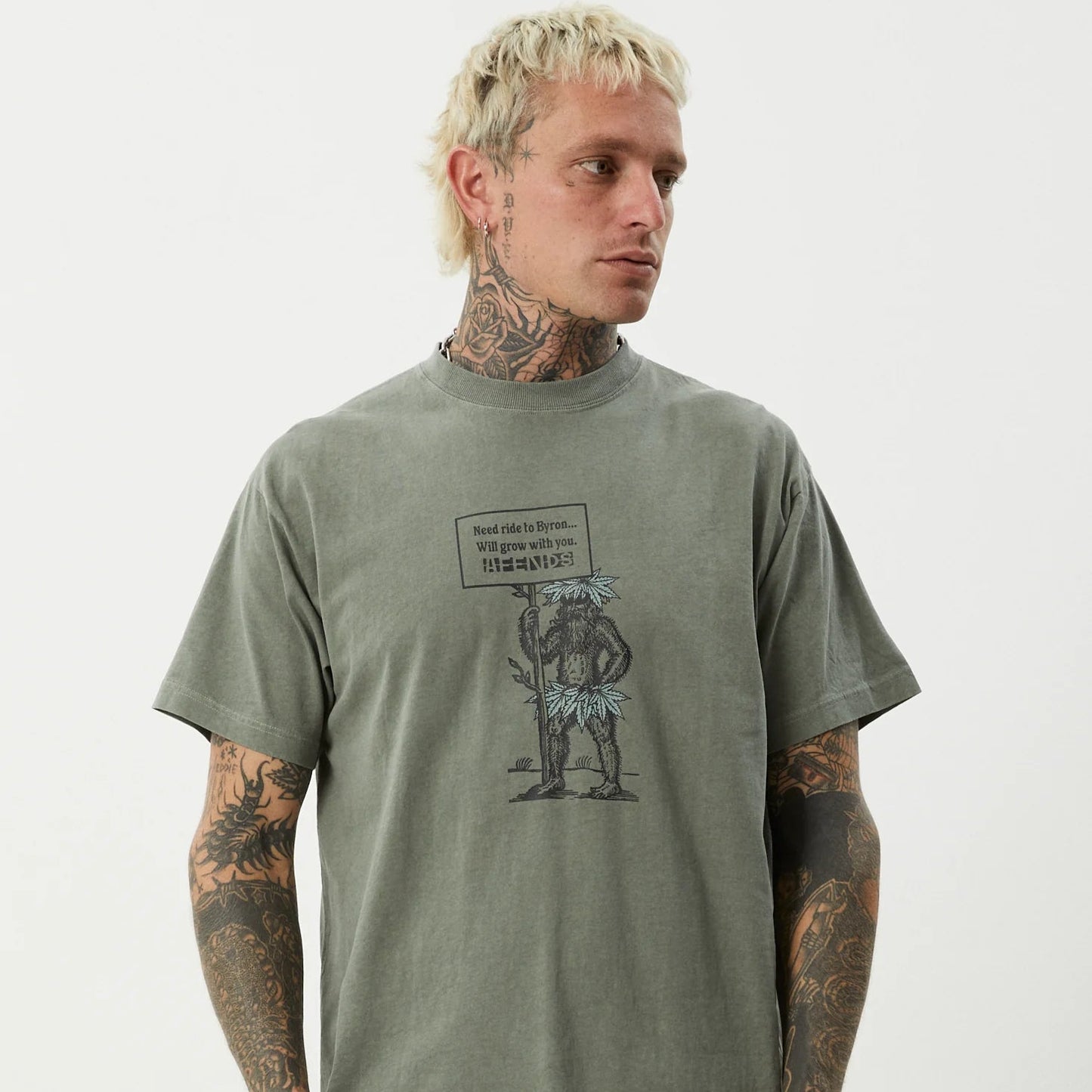 Hitching Recycled Boxy Fit Tee - Washed Sycamore