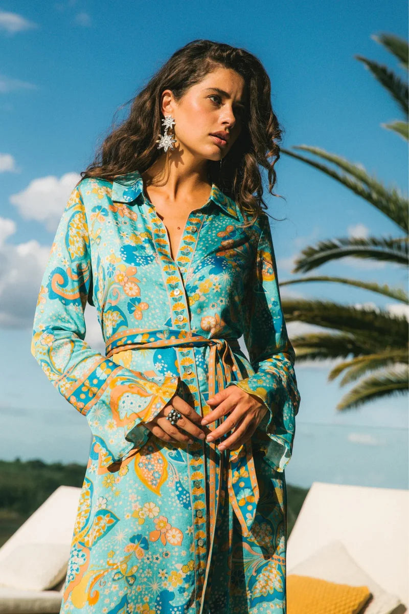 Pearl Midi Dress - Aquamarine