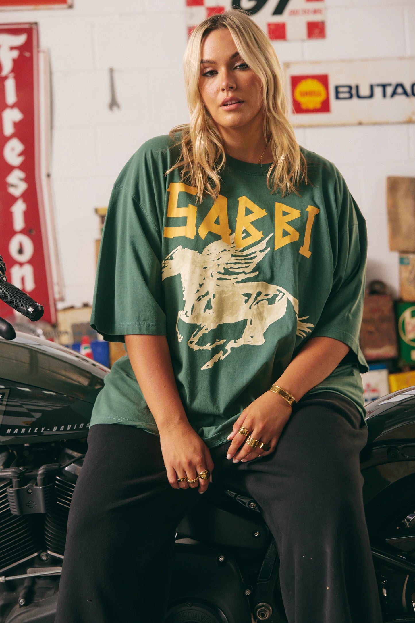 The Oversized Rhinestone Tee - Green