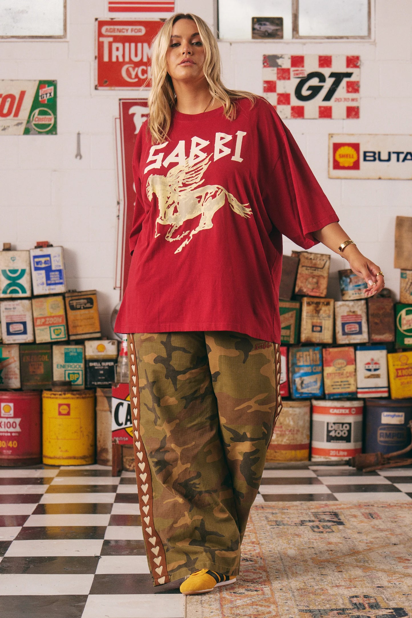 The Oversized Rhinestone Tee - Red
