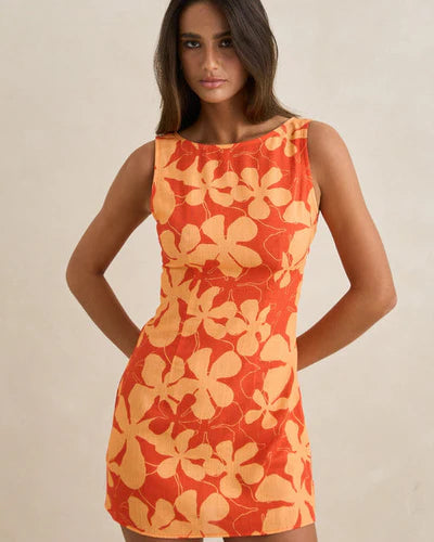 Melia Floral Mini Dress - Red
