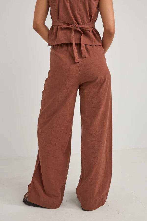 Stevie Wide Leg Pant - Coffee