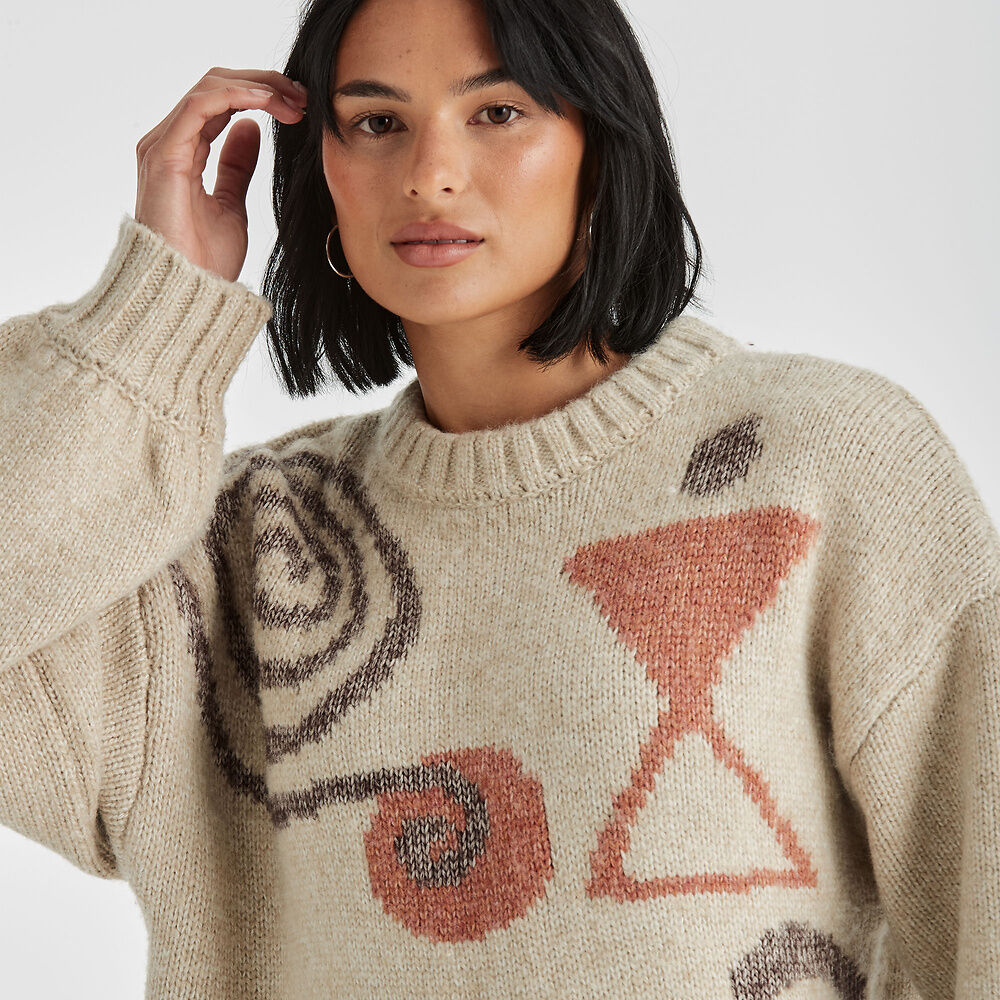 Symbols Slouch Knit - Cream Cacao