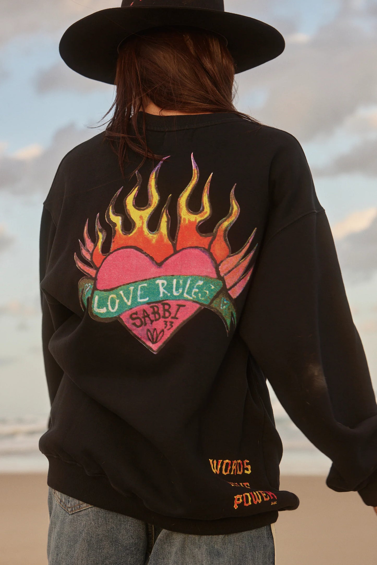 Words Have Power Diego Jumper - Washed Black