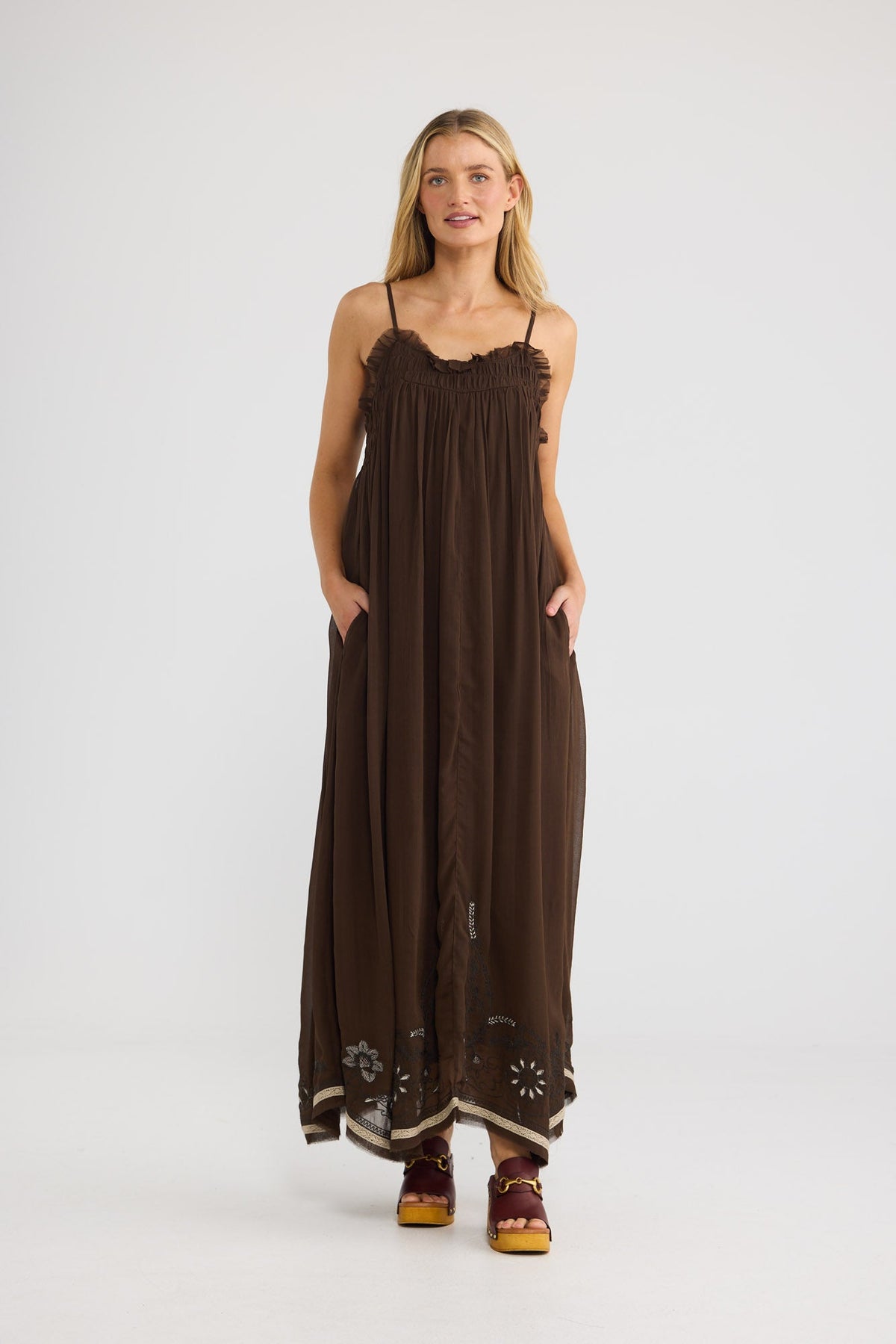 Ambrosia Maxi Dress - Cocoa Emb