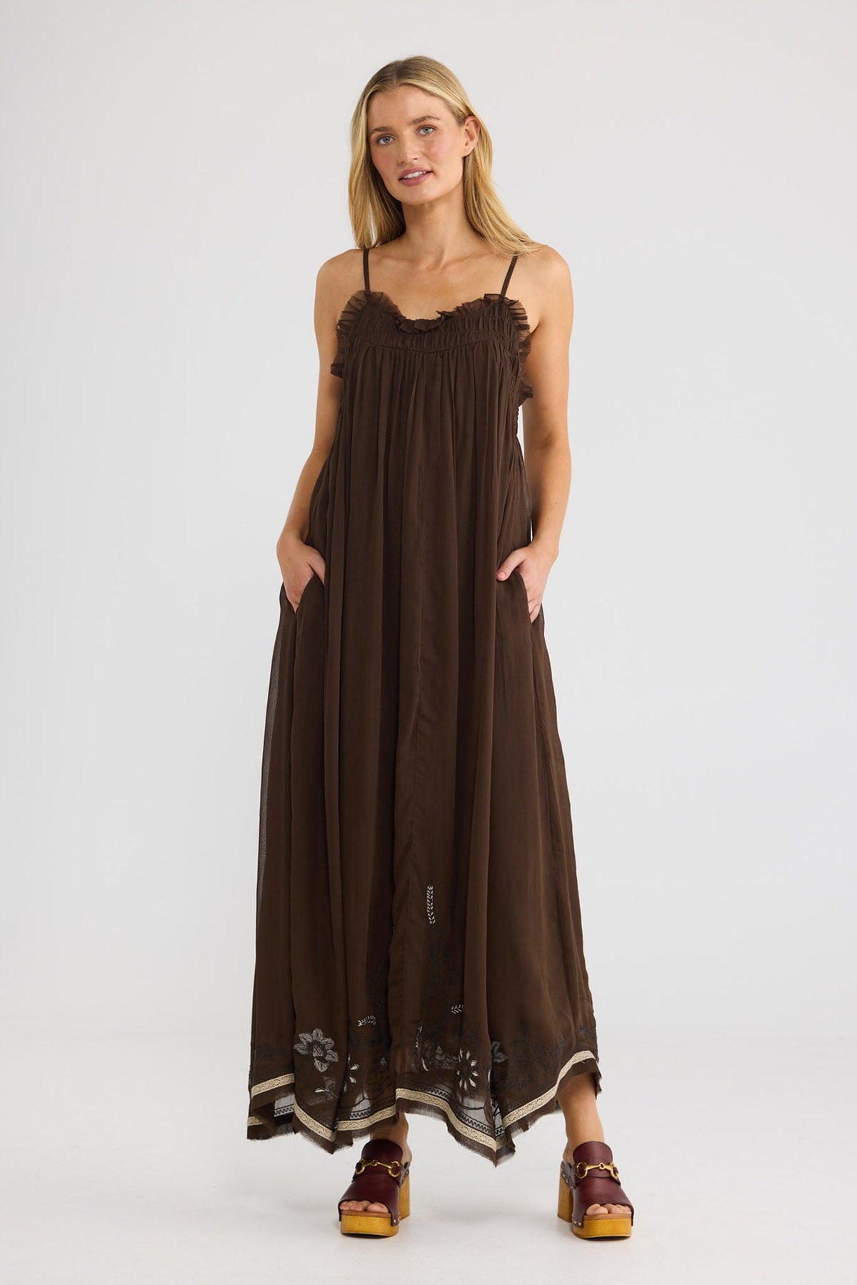 Ambrosia Maxi Dress - Cocoa Emb