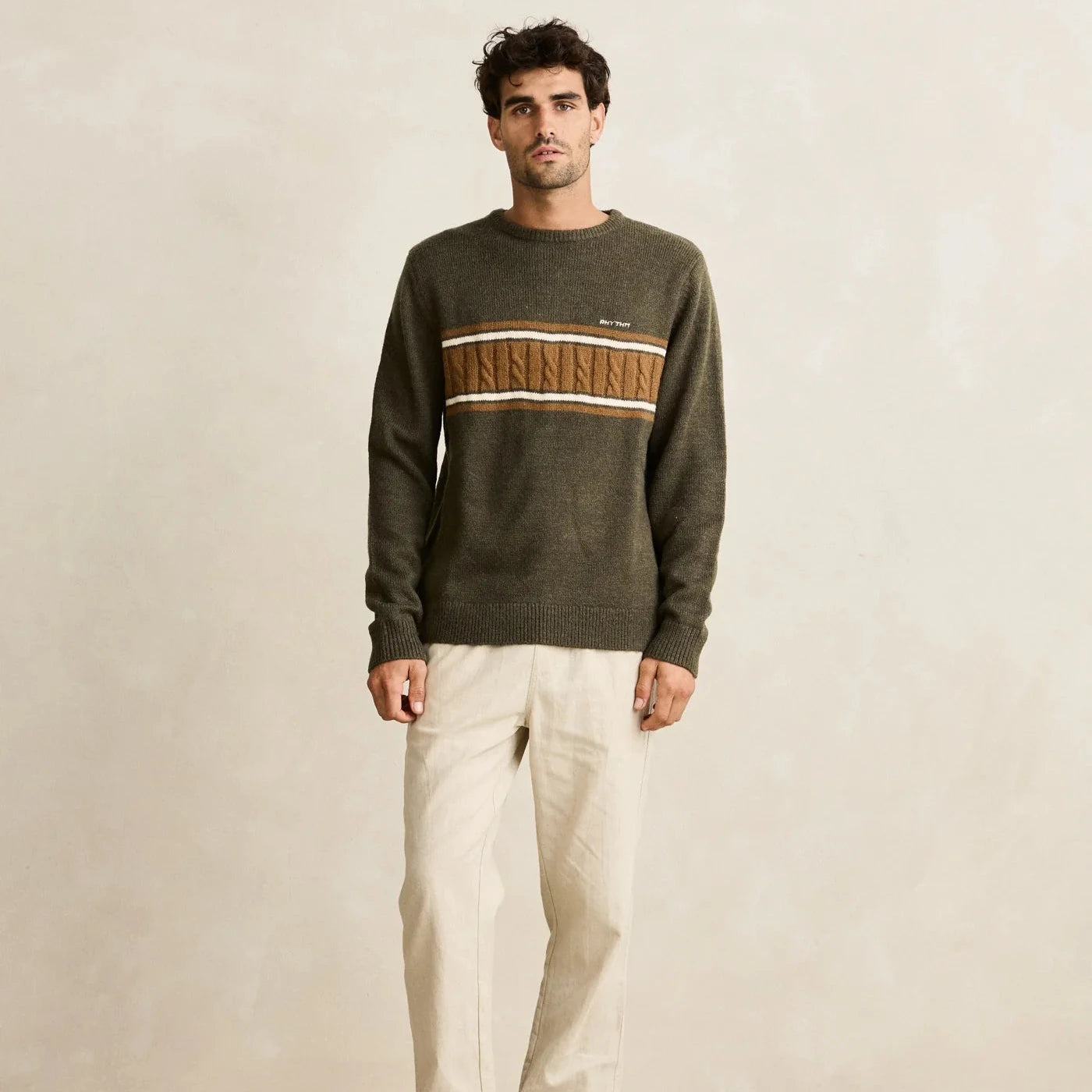 Mohair Stripe Knit - Midnight Olive