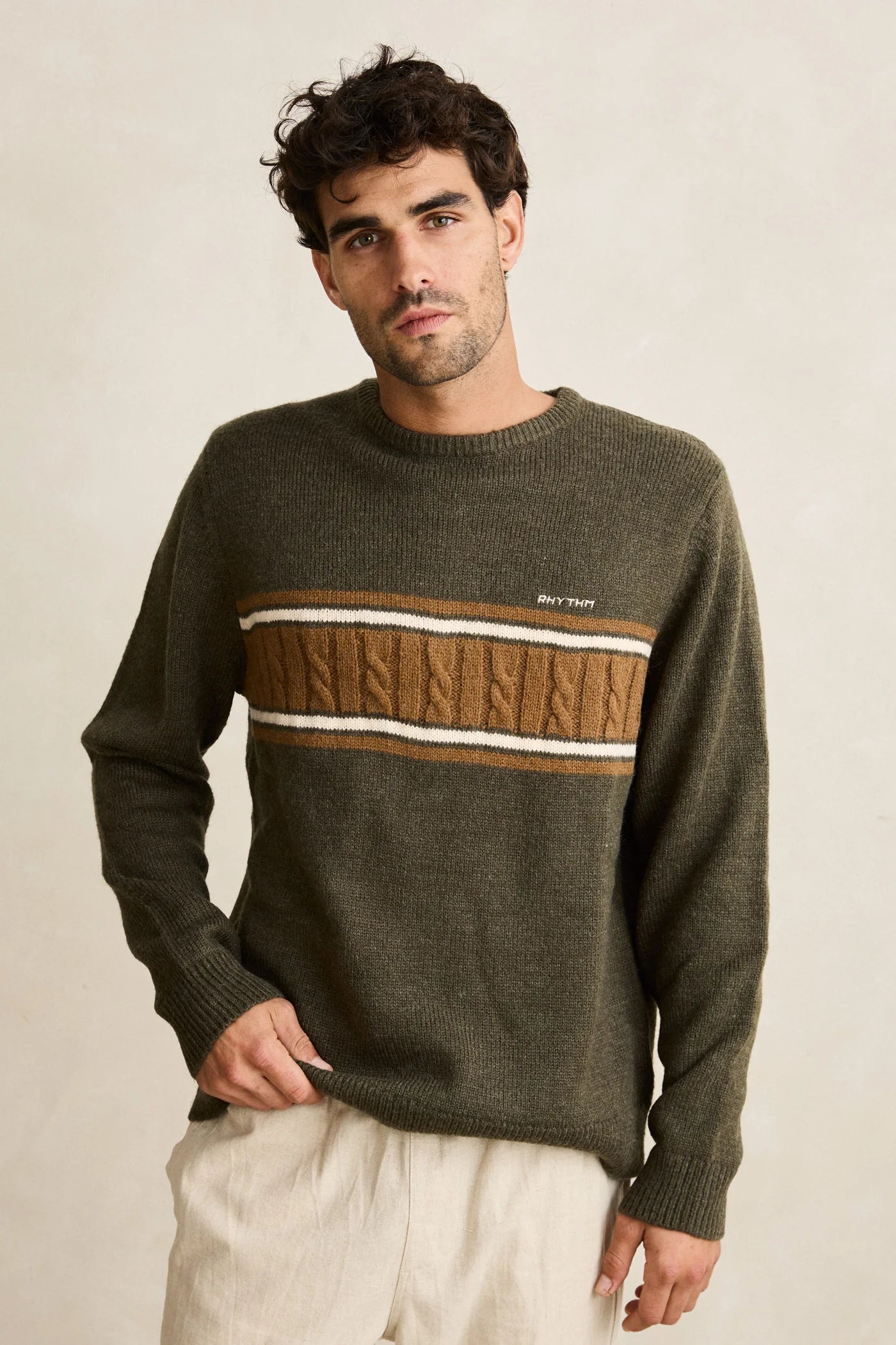 Mohair Stripe Knit - Midnight Olive