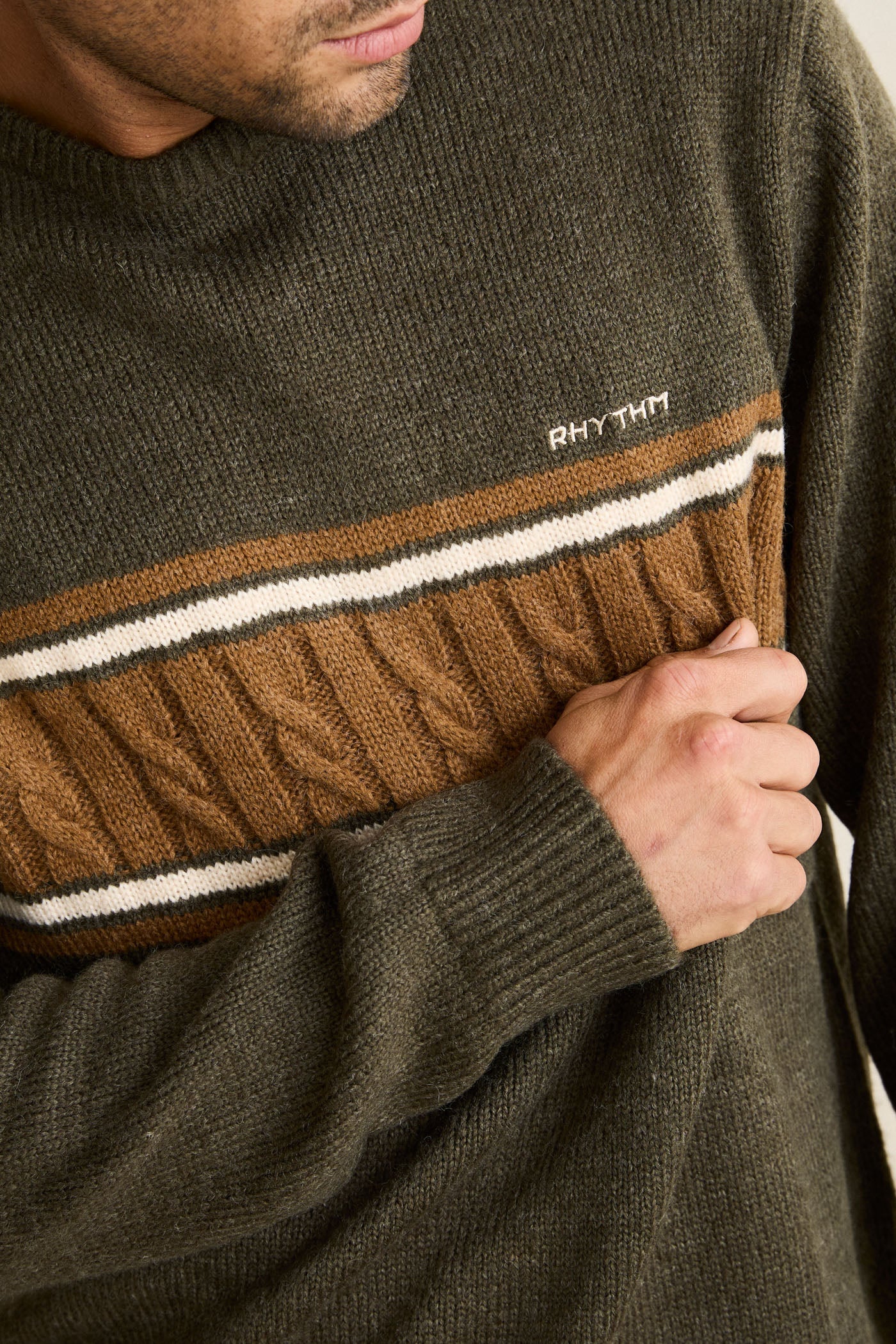 Mohair Stripe Knit - Midnight Olive