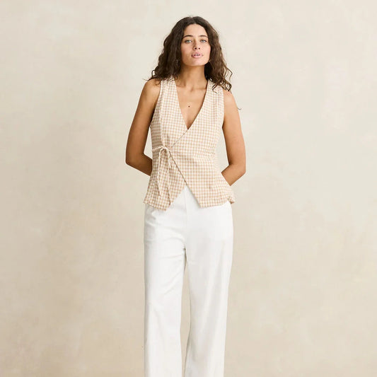 London Check Vest - Natural