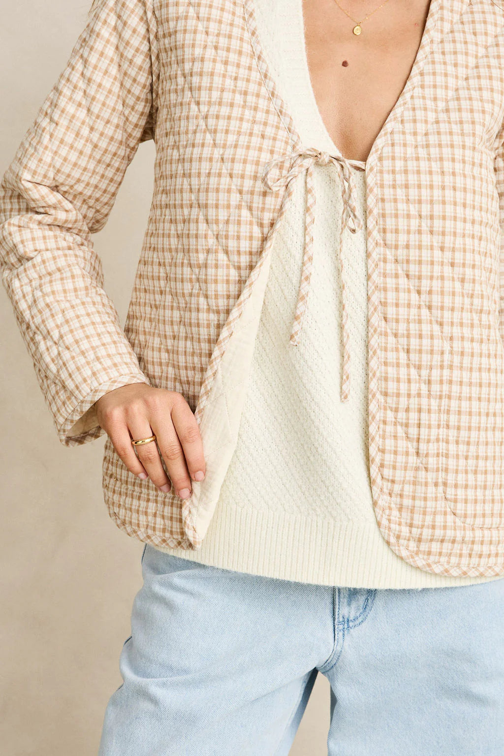 London Reversible Quilted Jacket - Vintage White