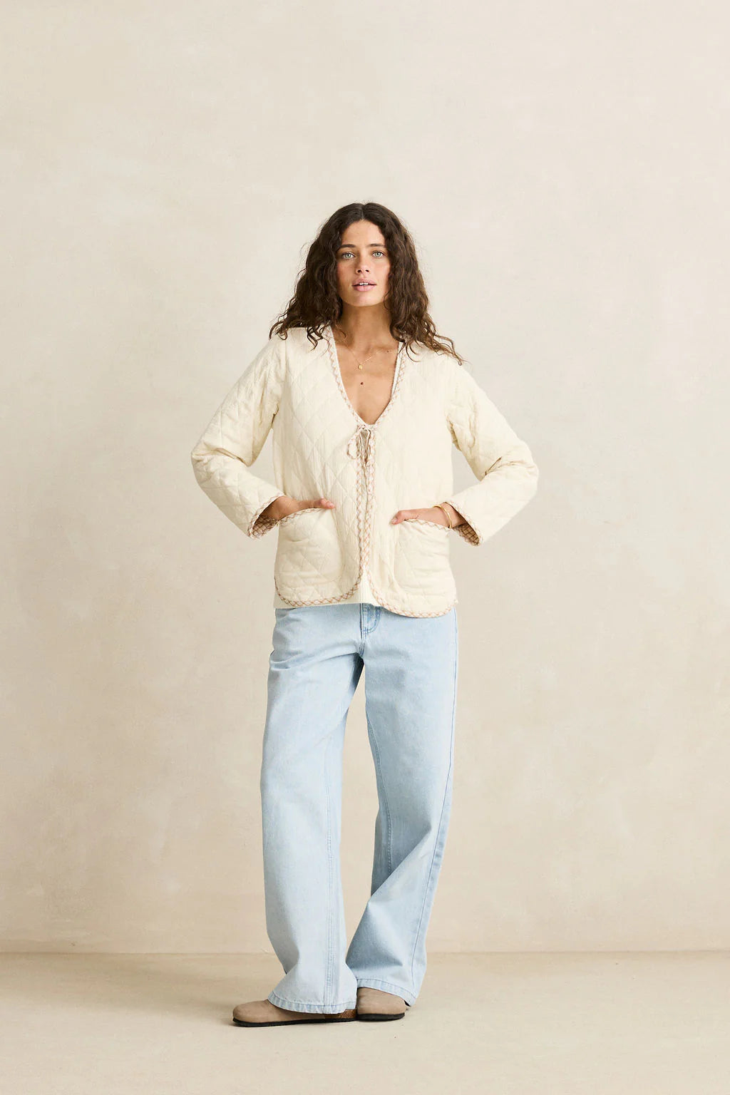 London Reversible Quilted Jacket - Vintage White