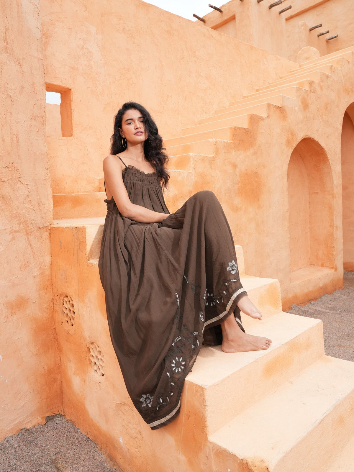 Ambrosia Maxi Dress - Cocoa Emb