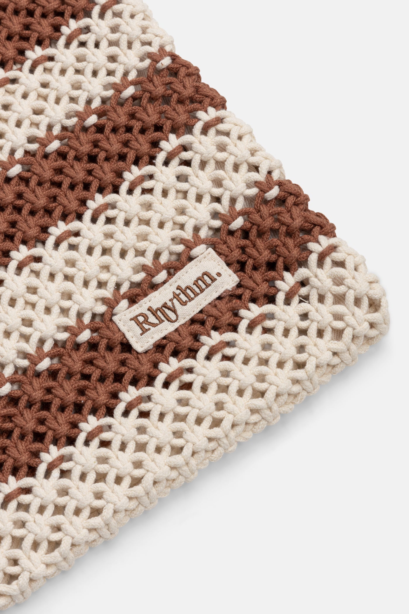 Cove Stripe Crochet Tote Bag - Caramel