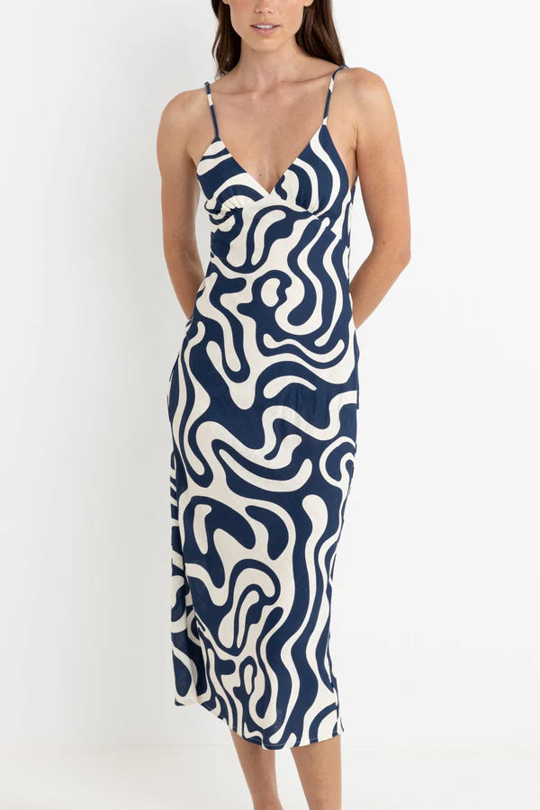 Waverly Bias Cut Midi Dress - Ink