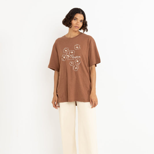 Lulu Floral Oversized T-Shirt - Chocolate