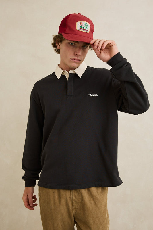 Koa Vintage Rugby LS Polo - Black 2