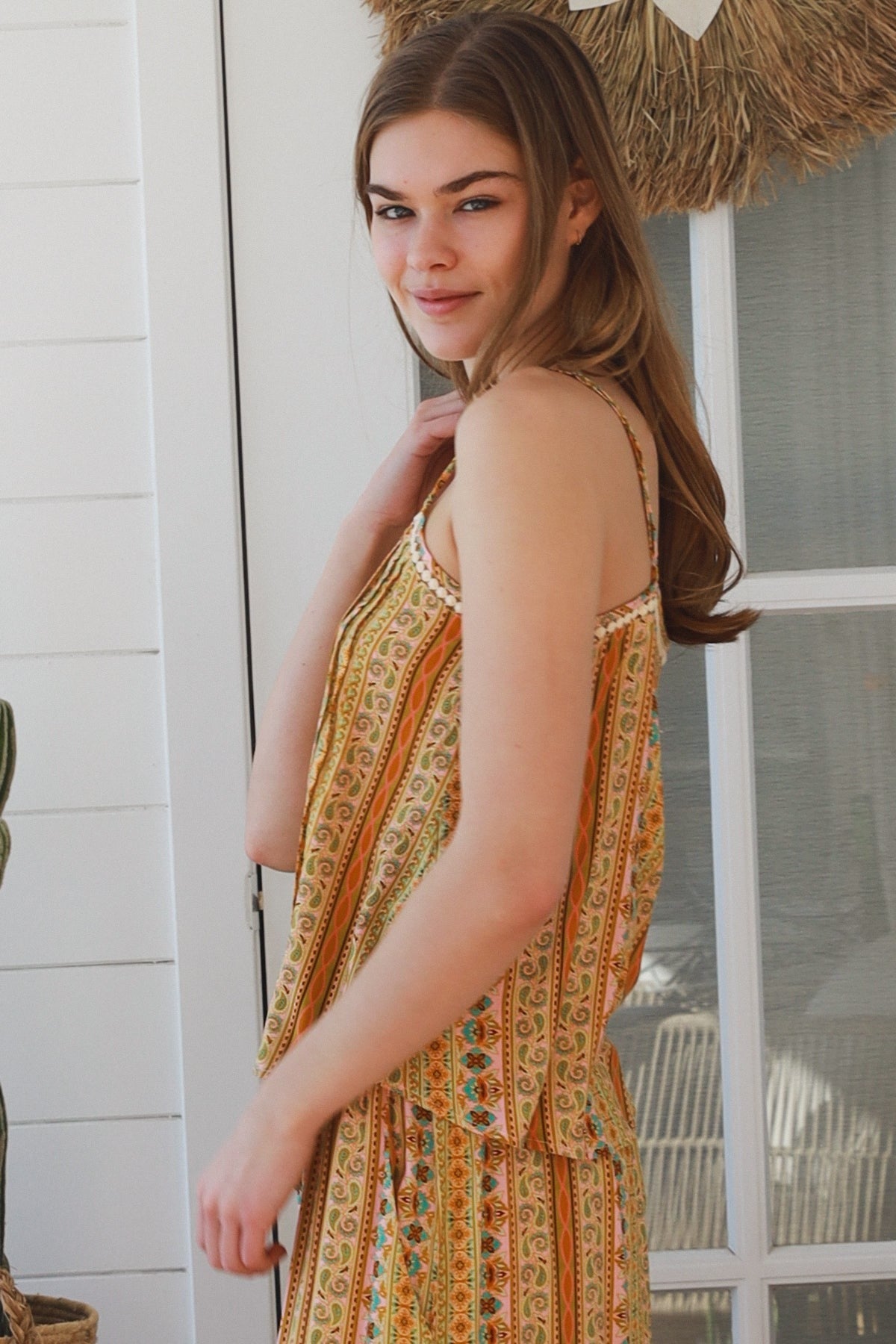 Amara Slip Top - Mustard Paisley - Isabella The Label
