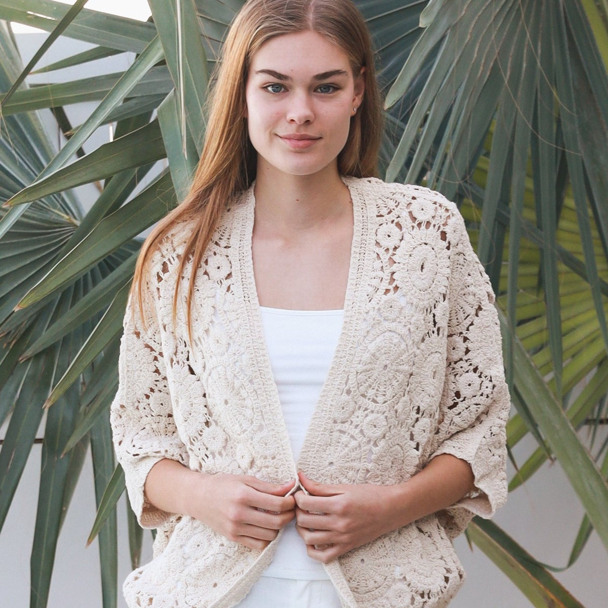Rosalie Crochet Cardigan - Beige - Isabella The Label