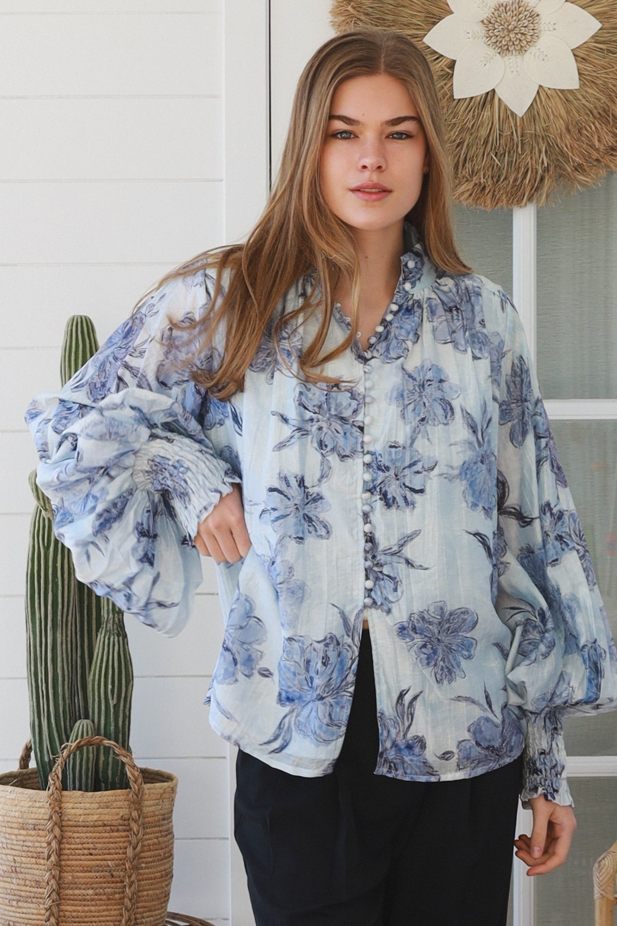 Imogen Blouse - Blue Floral - Isabella The Label