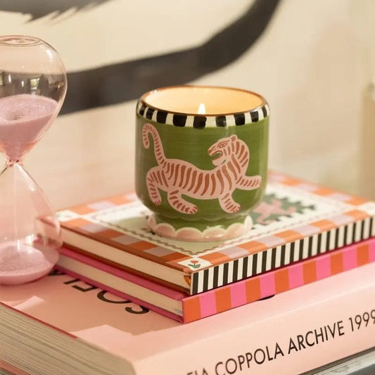 A Dopo Tiger Ceramic Candle 8oz - Black Cedar and Fig