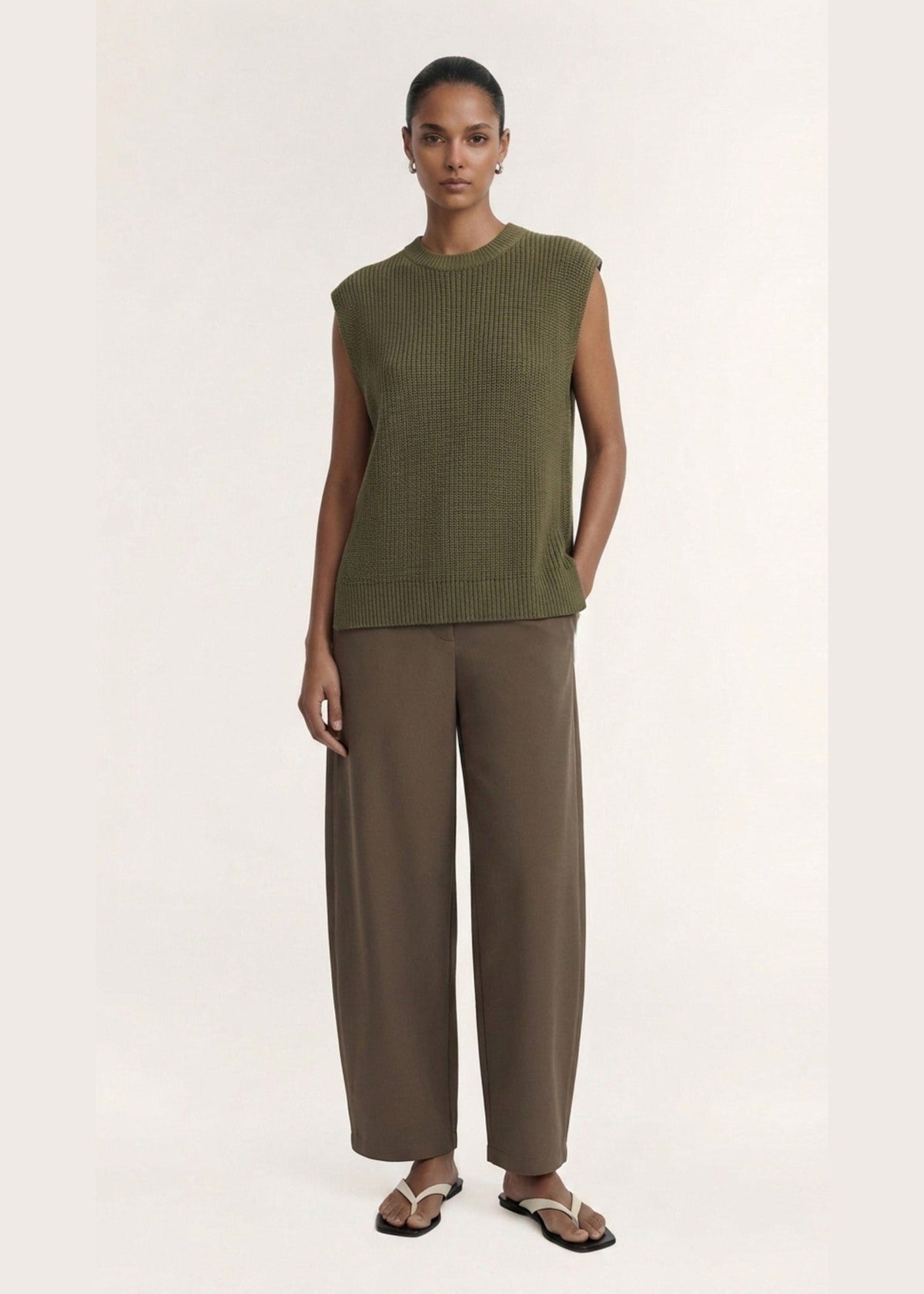 Ellis Knit Tank in Khaki
