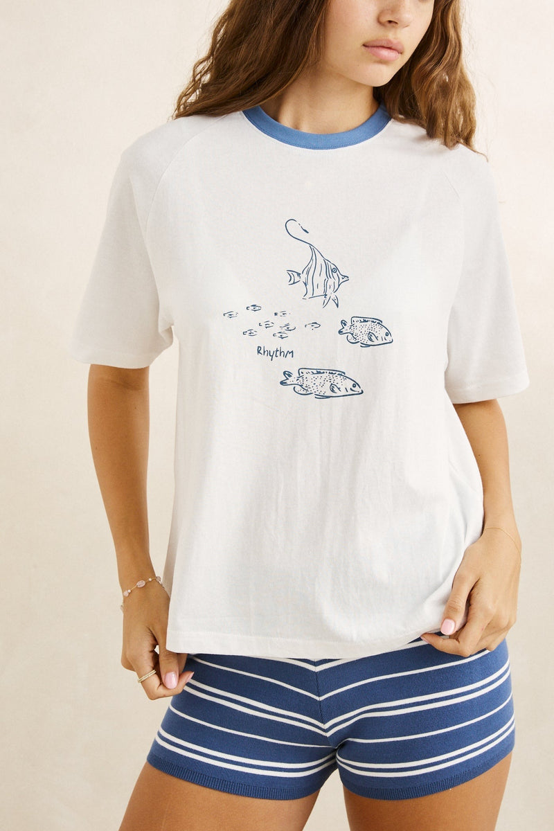 Fish Raglan T-Shirt - Vintage White