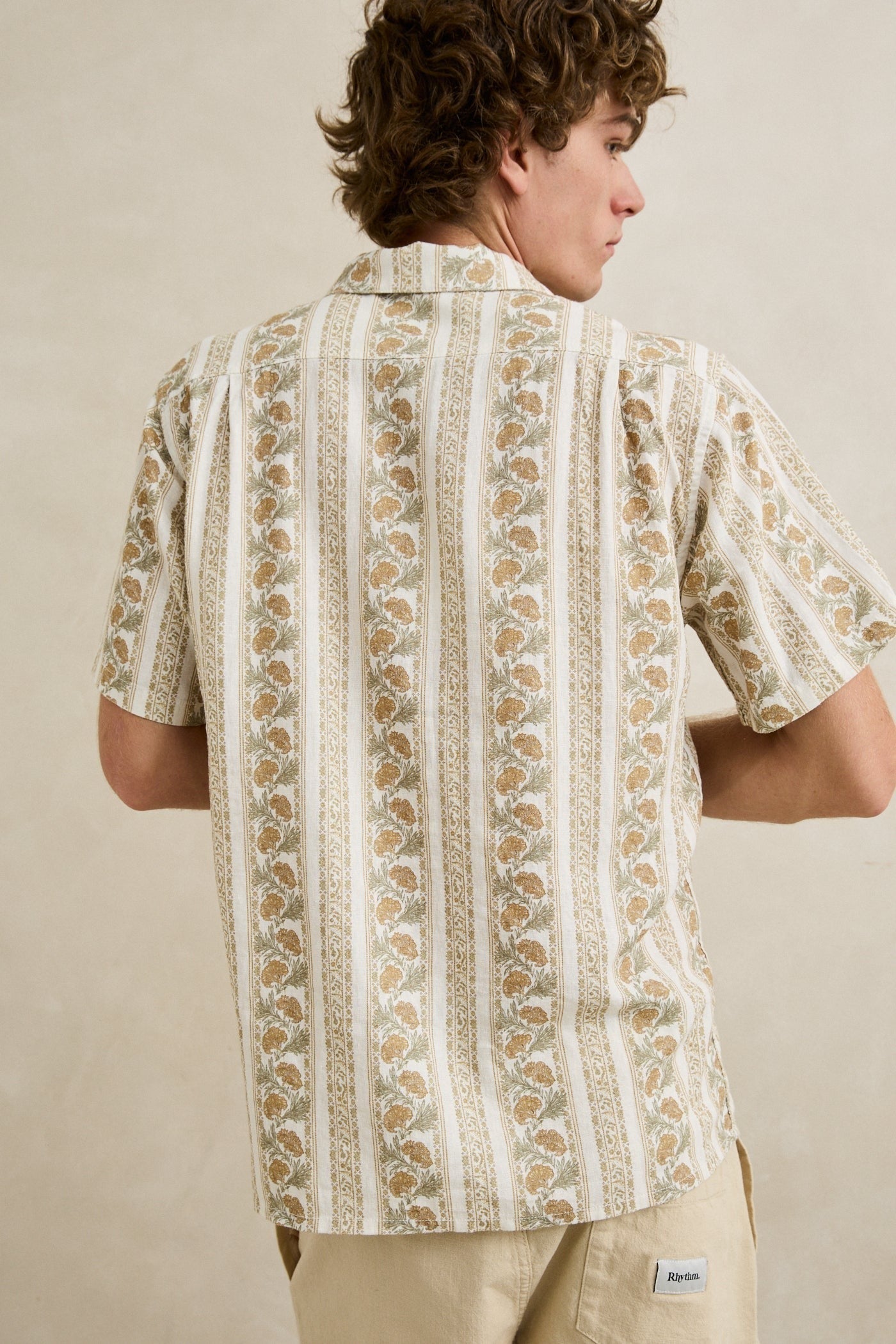 Paisley Stripe SS Shirt - Natural - Rhythm at Reborn Code