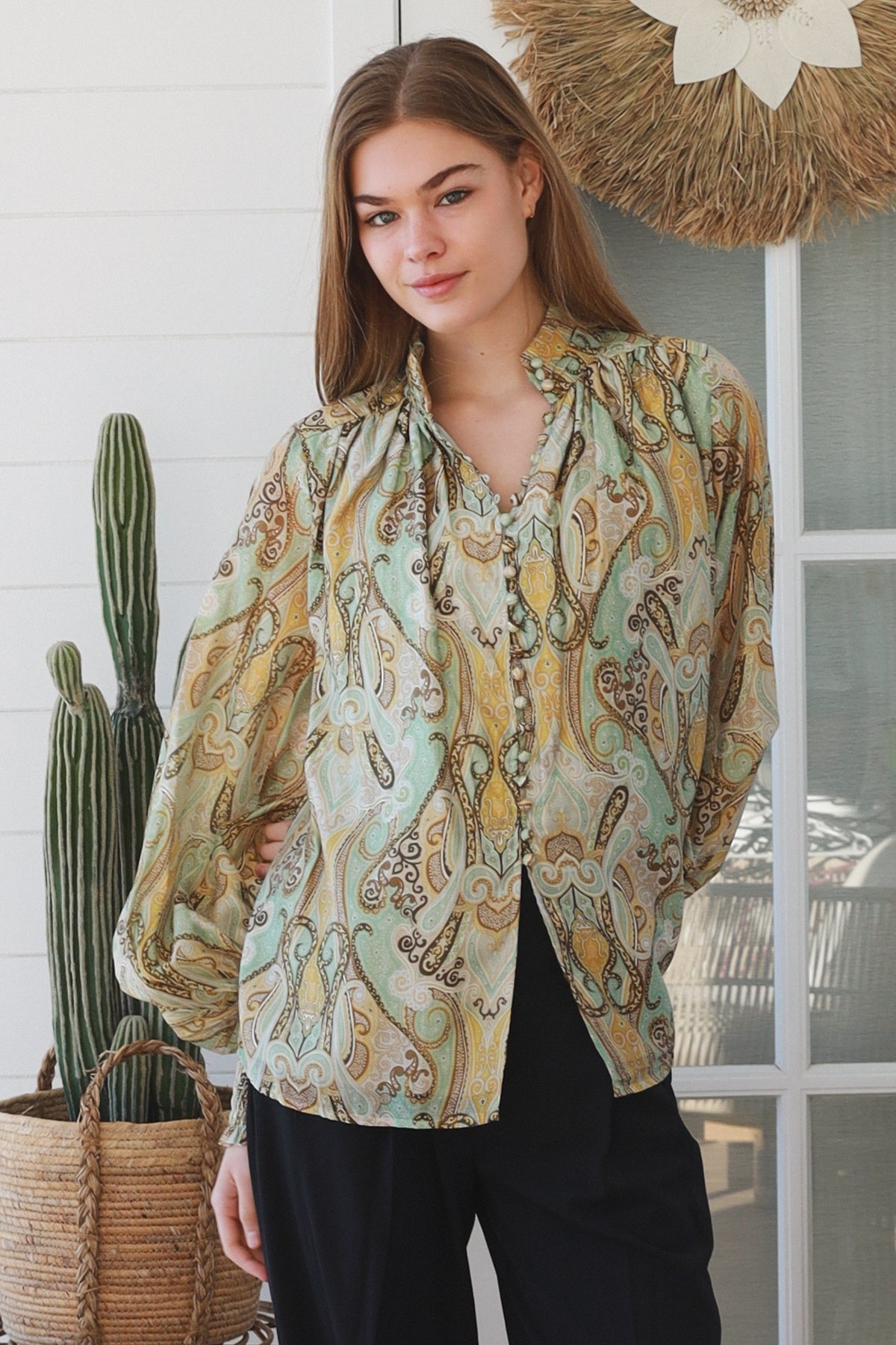 Verity Blouse - Sage Paisley - Isabella The Label