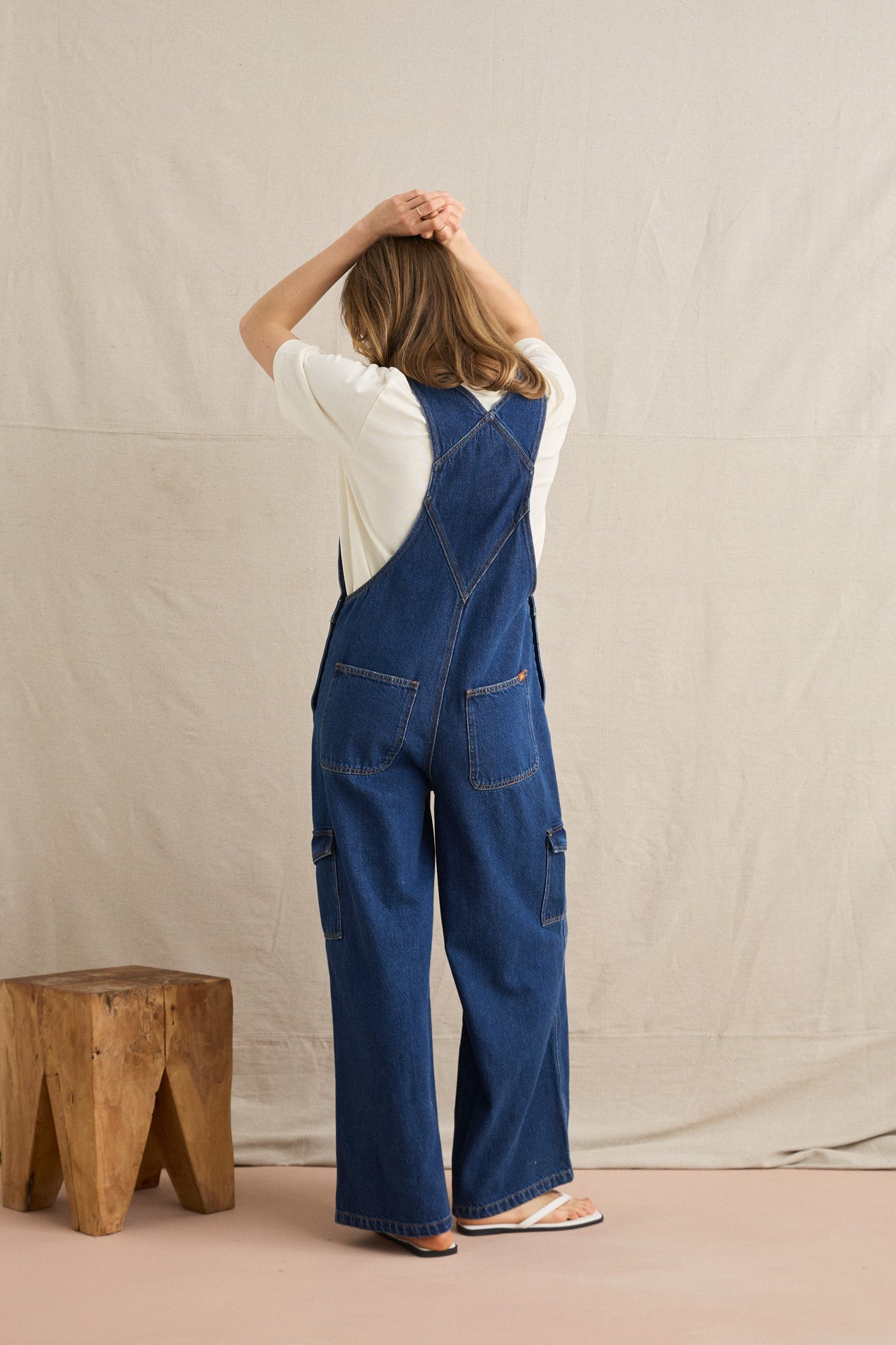 Charlie Wide Leg Cargo Overall - Dark Denim