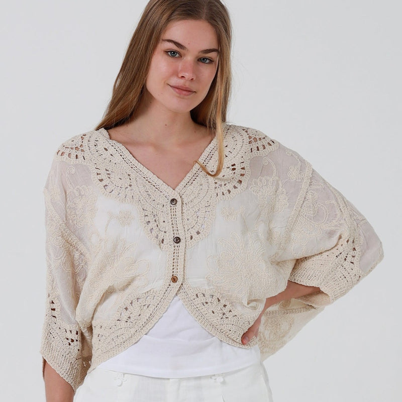 Romy Broderie Top - Beige
