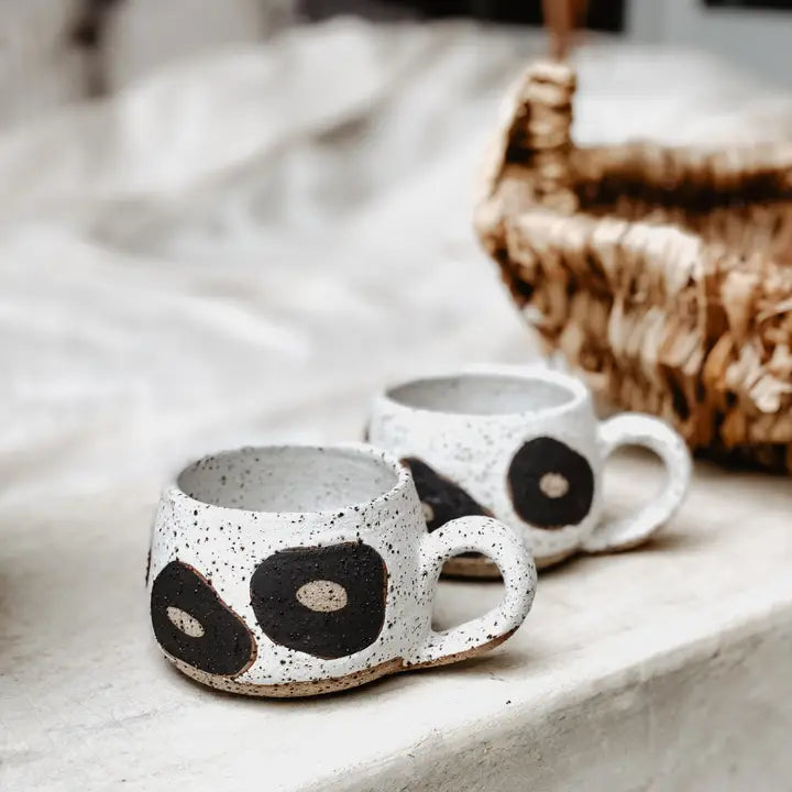 Hana Short Mug - Black Flower Motif