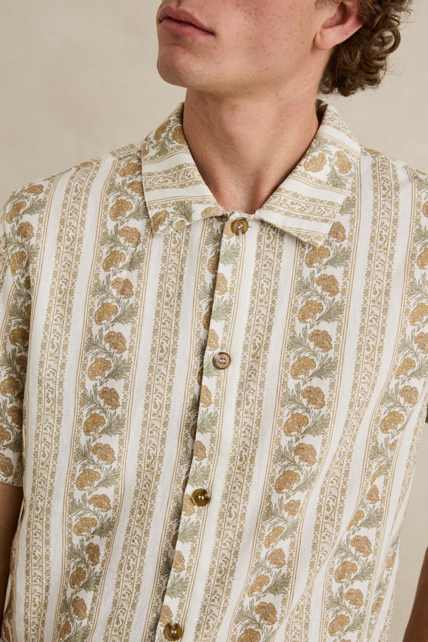 Paisley Stripe SS Shirt - Natural - Rhythm at Reborn Code