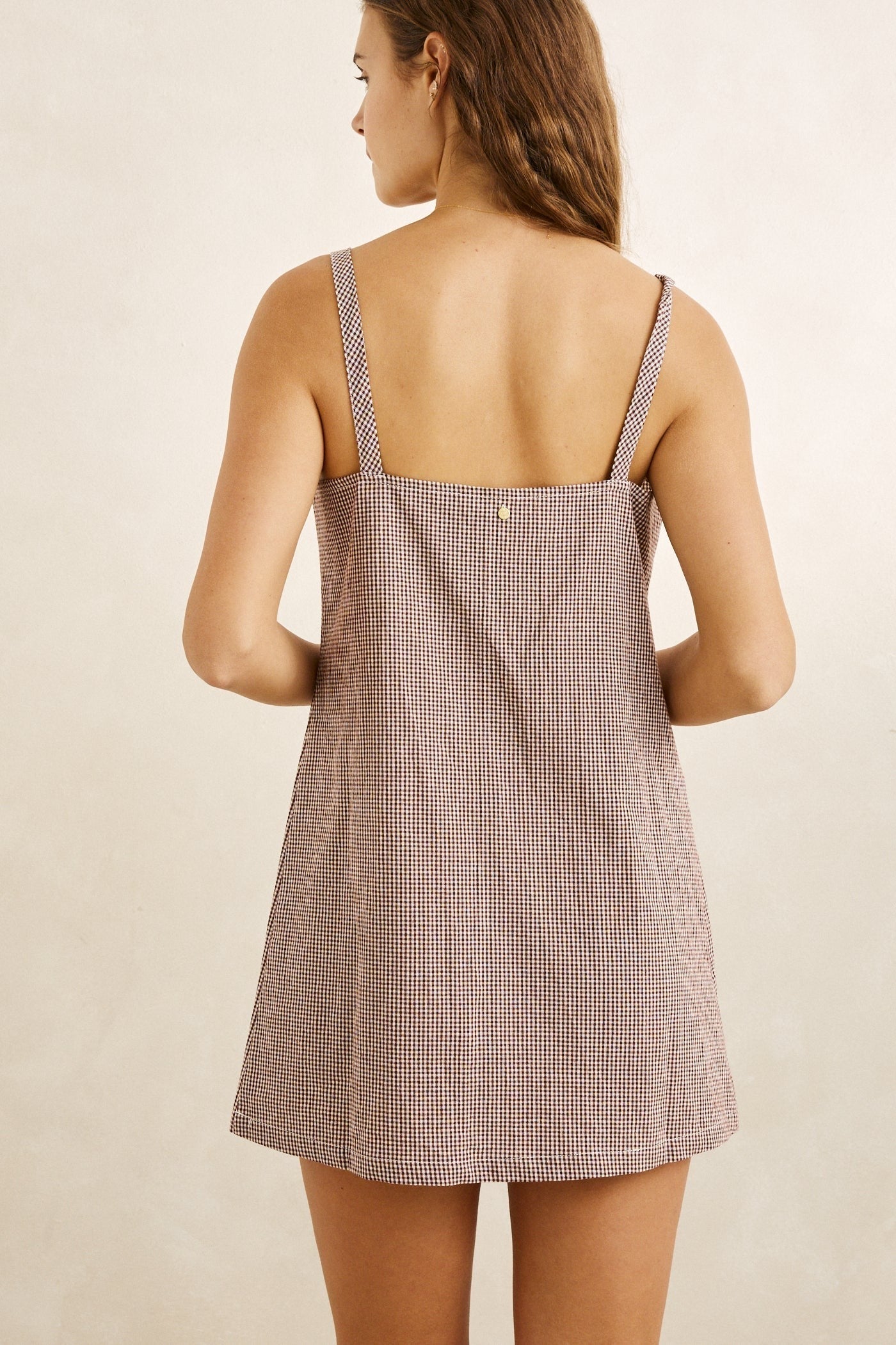 London Check Slip Dress - Chocolate - Rhythm at Reborn Code