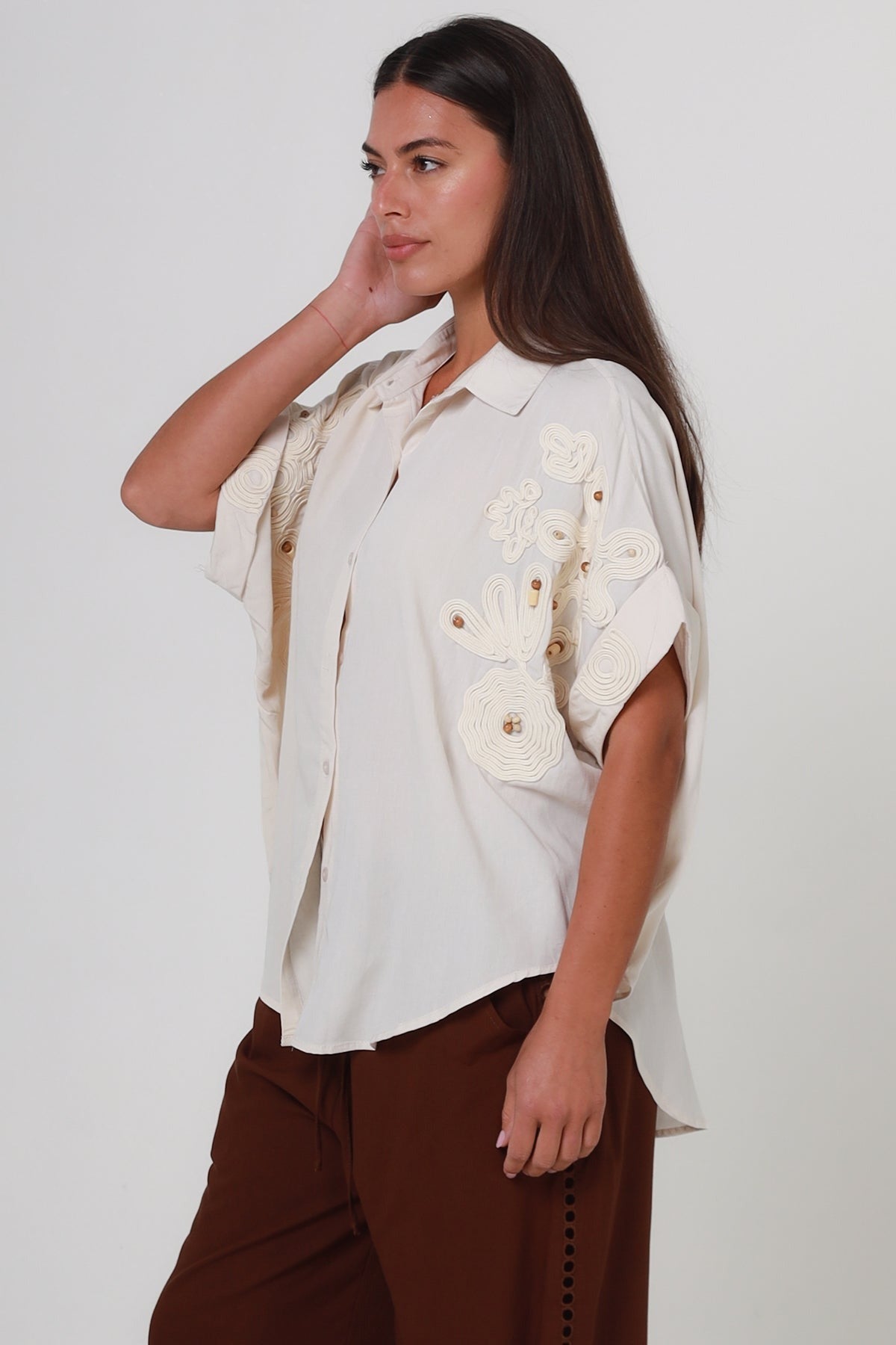 Posy Floral Shirt - Cream - Isabella The Label