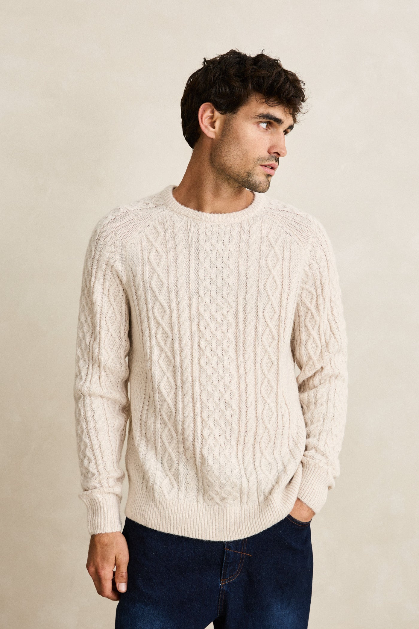 Mohair Fisherman's Knit - Natural