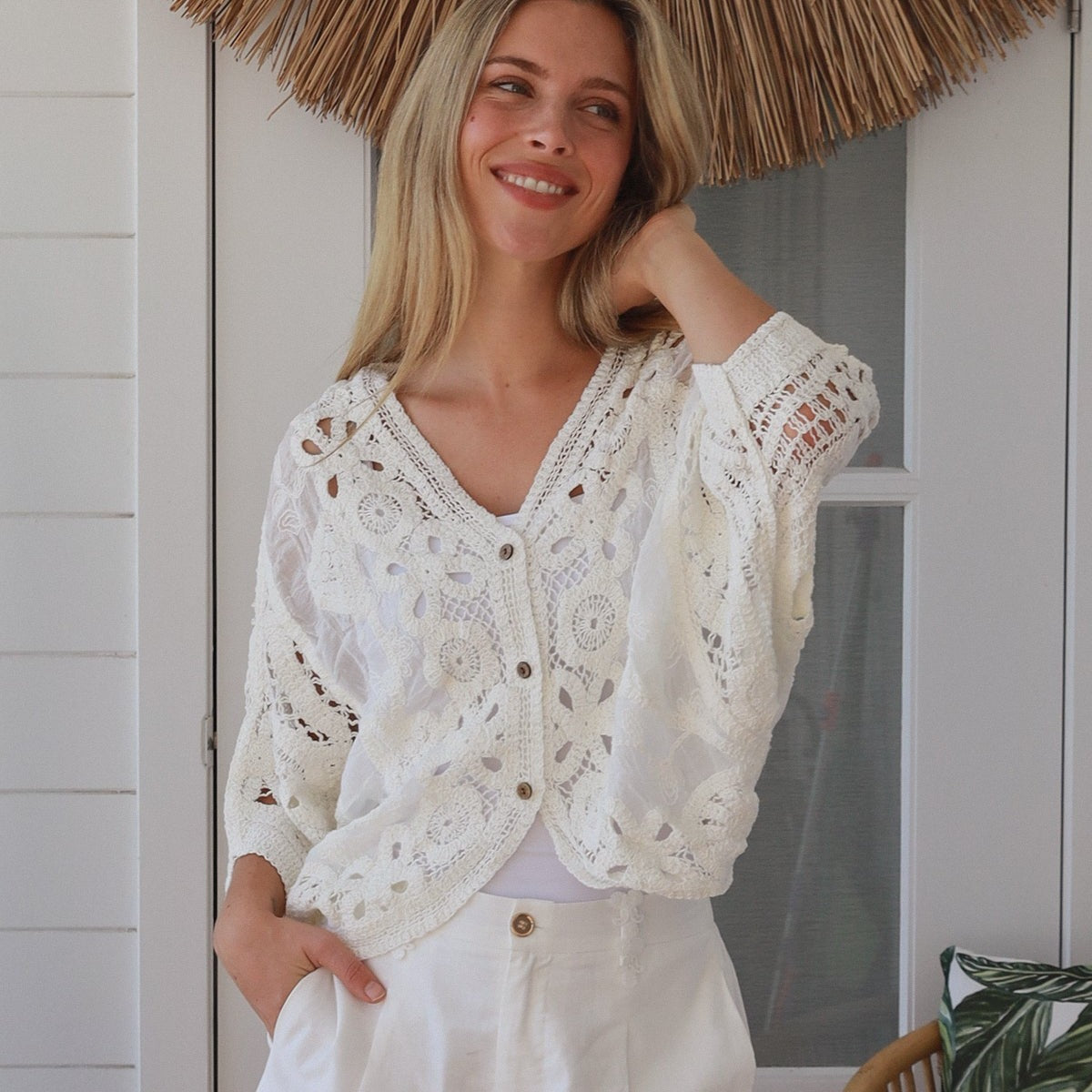 Lila Broderie Top - Cream - Isabella The Label