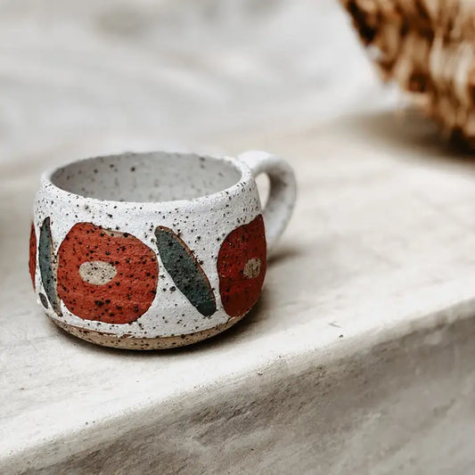 Hana Short Mug -Red Flower Motif