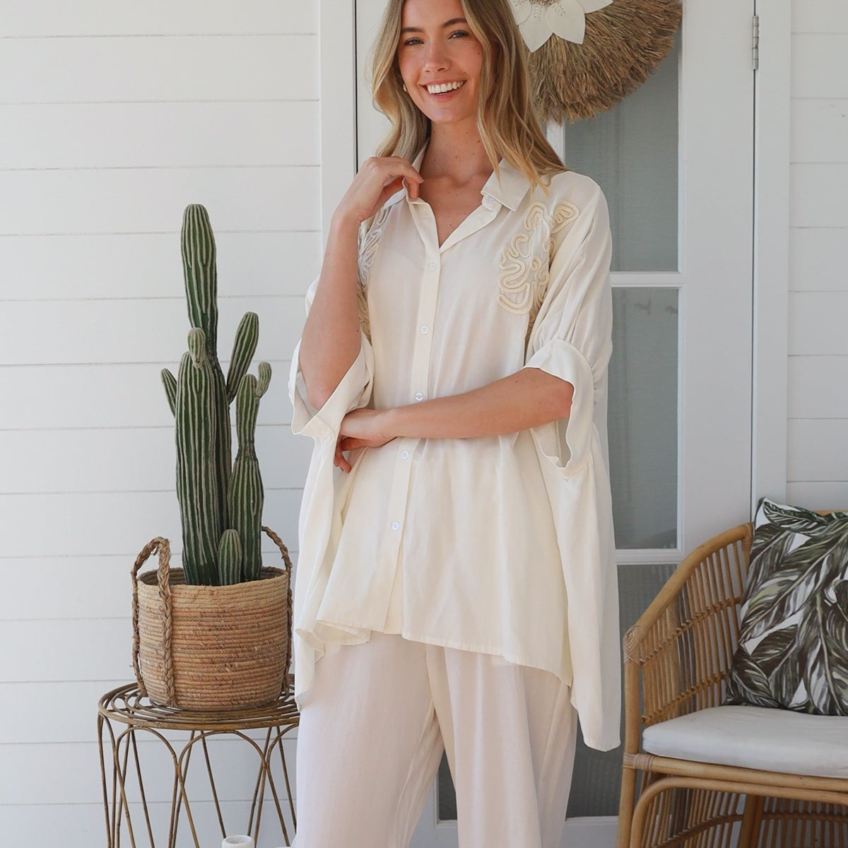 Tessa Oversized Shirt - Off White - Isabella The Label